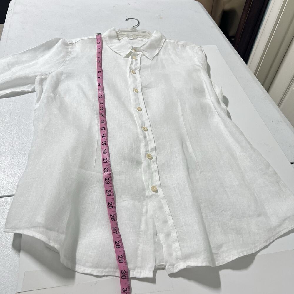 CP Shades Linen Shirt Women L White Button Up Long Sleeve Lightweight Casual - Picture 10 of 11